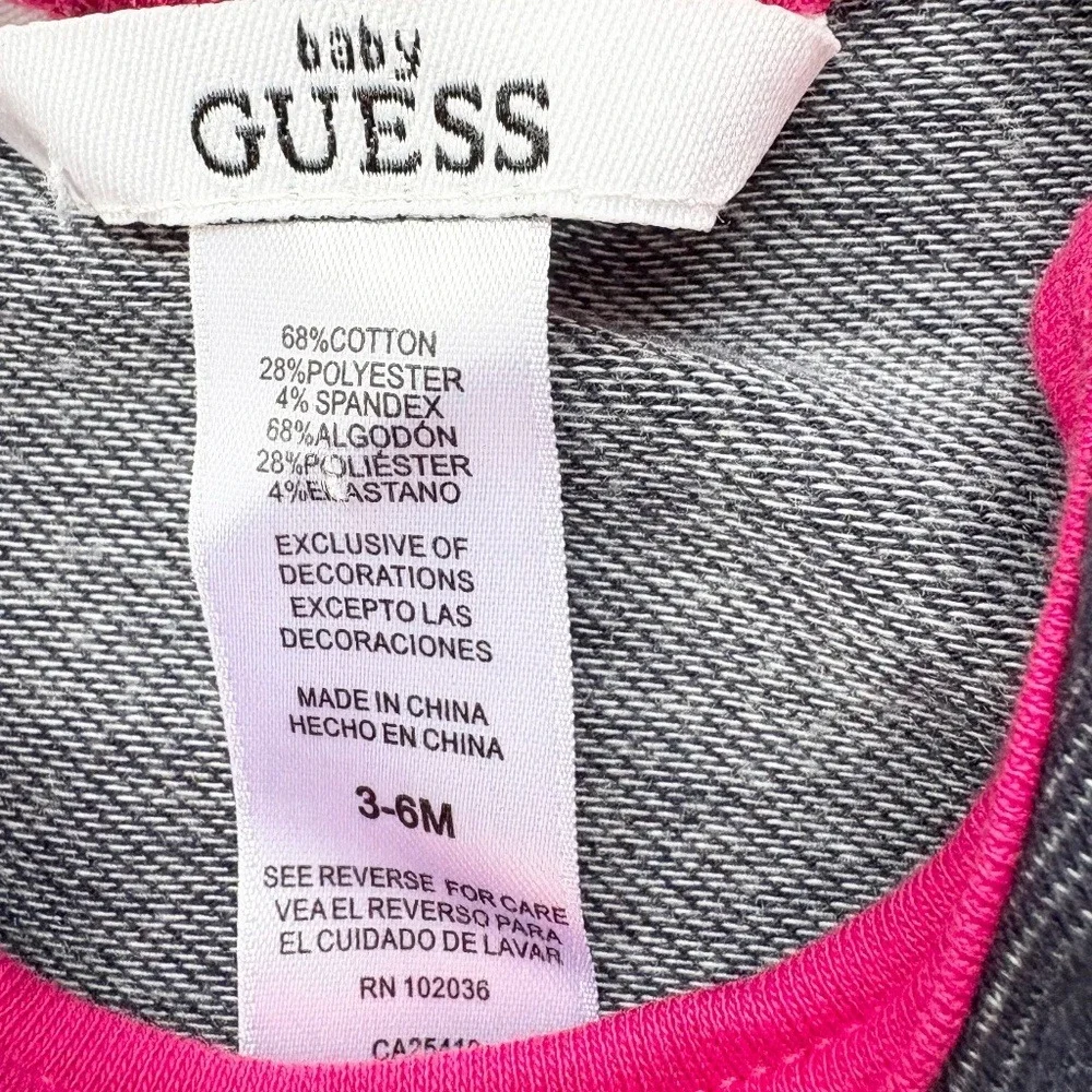 Guess Romper Tutu‎ Denim Look Logo Long Sleeve Girls 3-6M Blue Pink